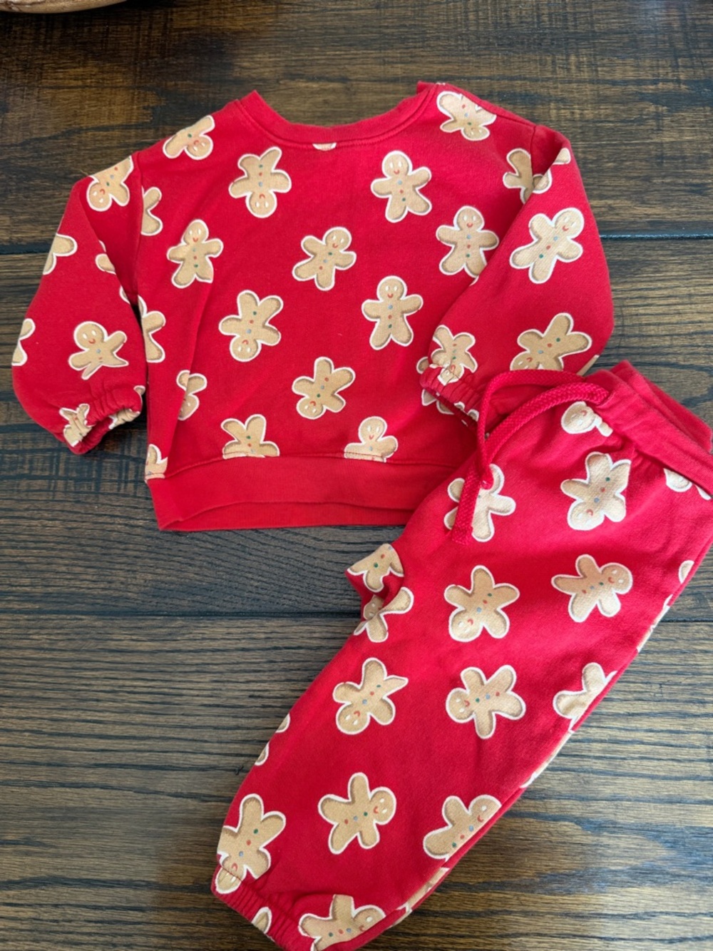 Old Navy Red Gingerbread Print Sweatsuit